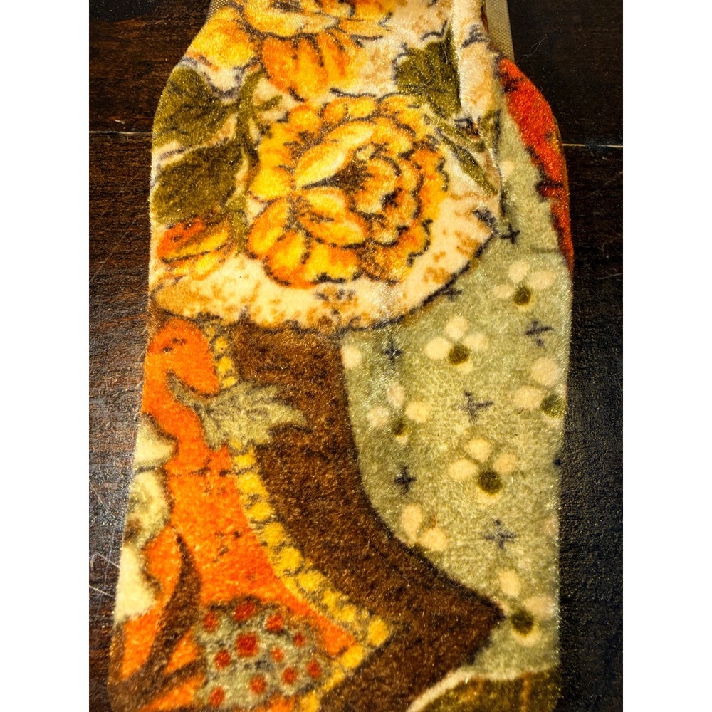 Vintage Floral Tapestry Kiss Lock Case Retro 70's Patchwork Velvet Pouch - Picture 2 of 5